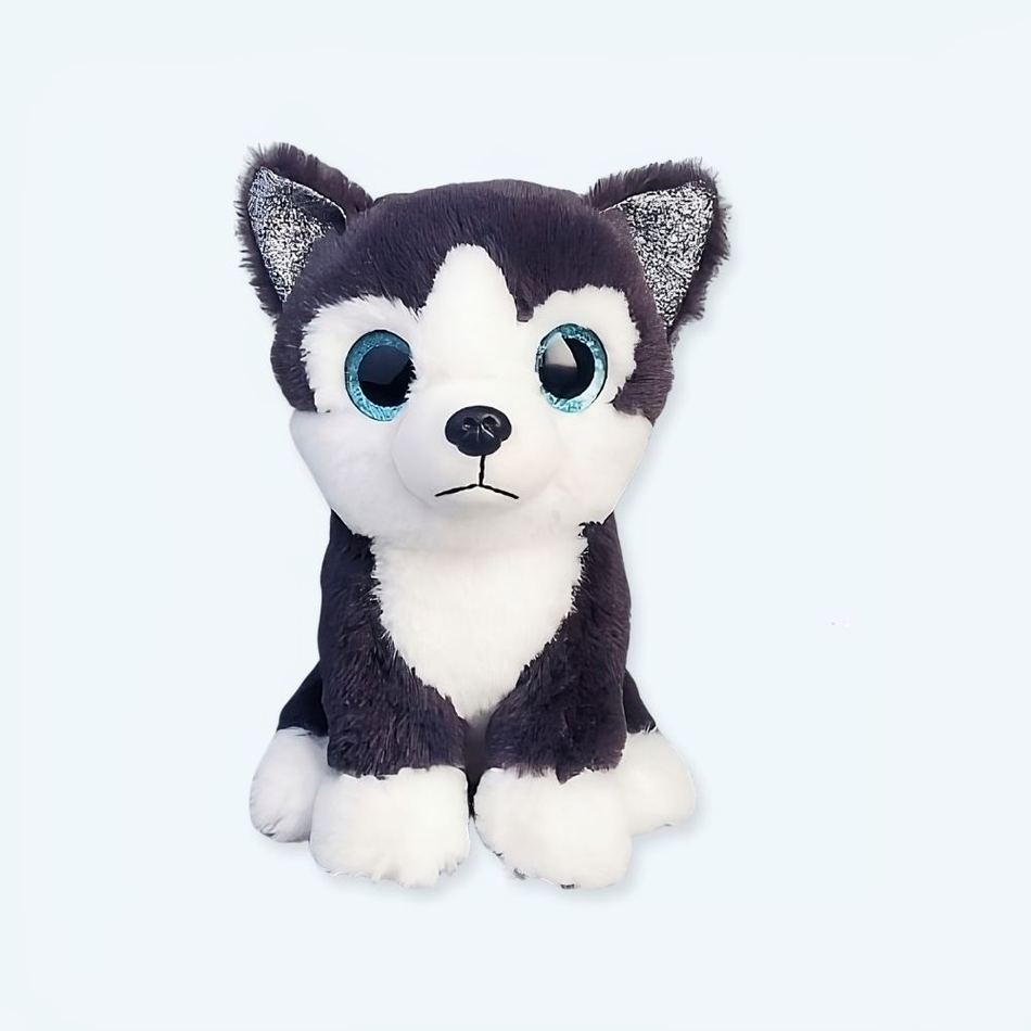 Peluche Husky Noir Doux - Hiver Compagnon Enfant