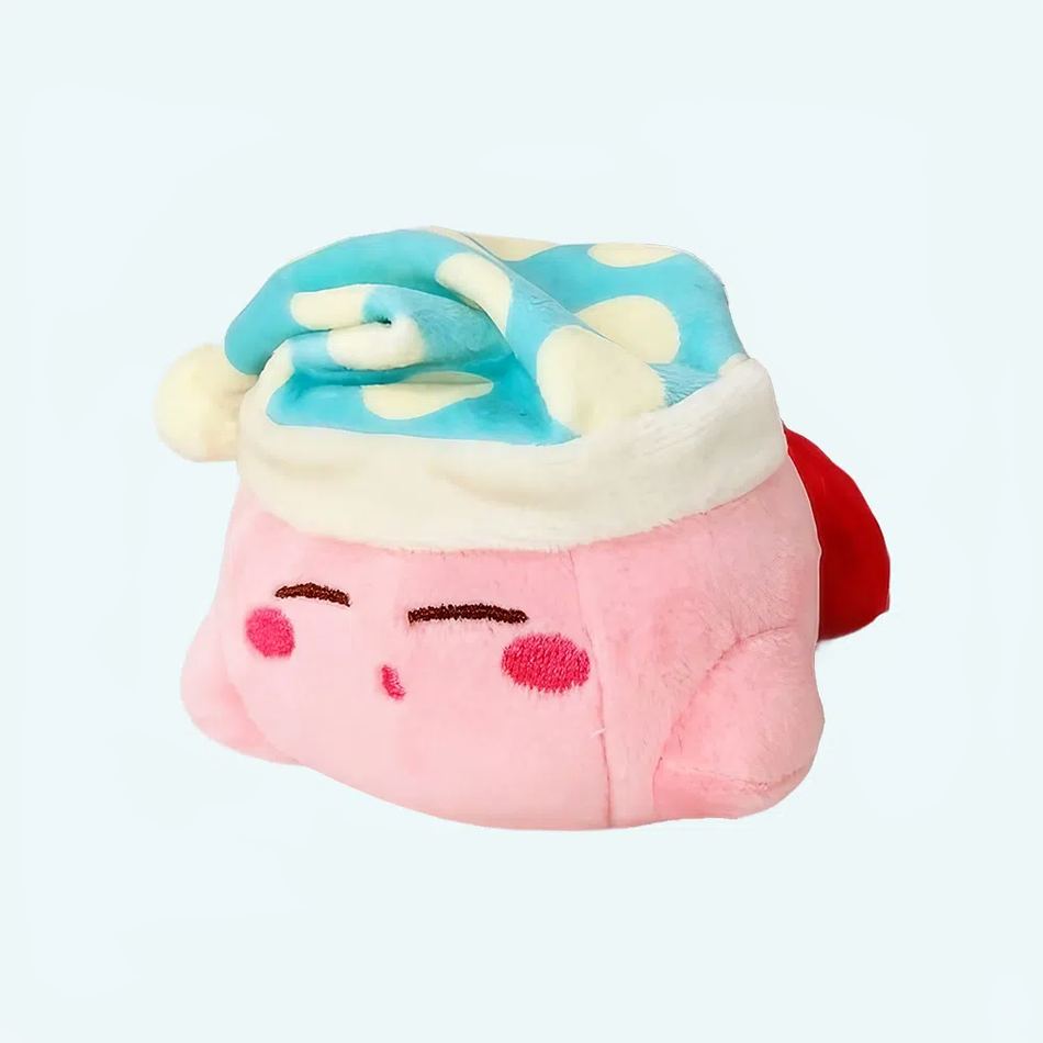 Peluche Kirby - Douce bonnet de nuit bleu pour enfant câlin