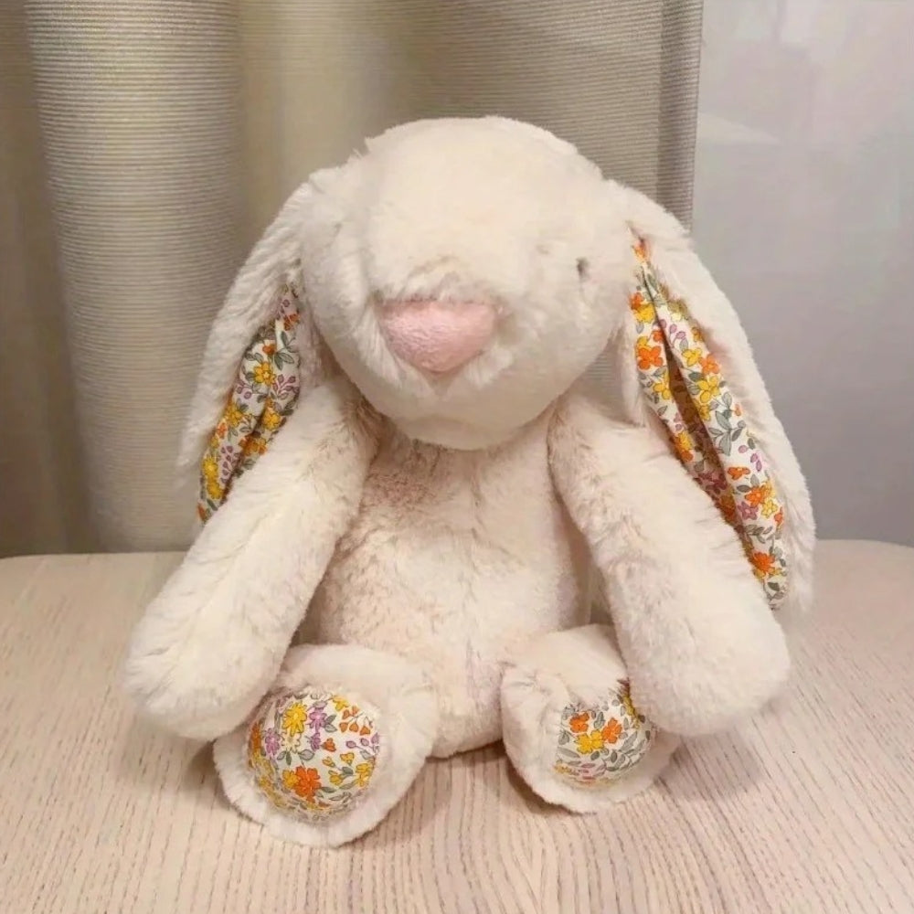 Peluche lapin printemps aux oreilles fleuries - Douceur pour enfant
