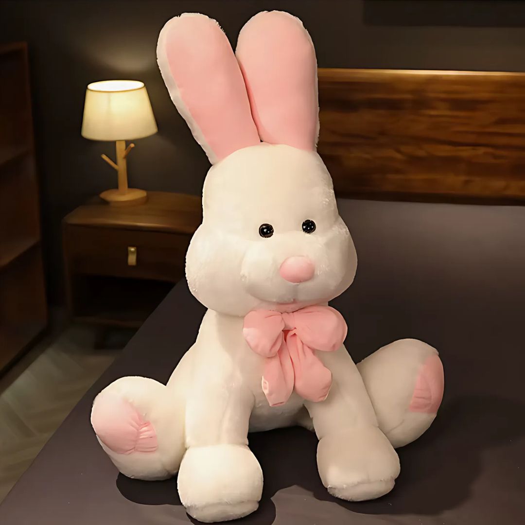 Peluche Lapin Géant Blanc Doux Câlin pour Chambre d'Enfant