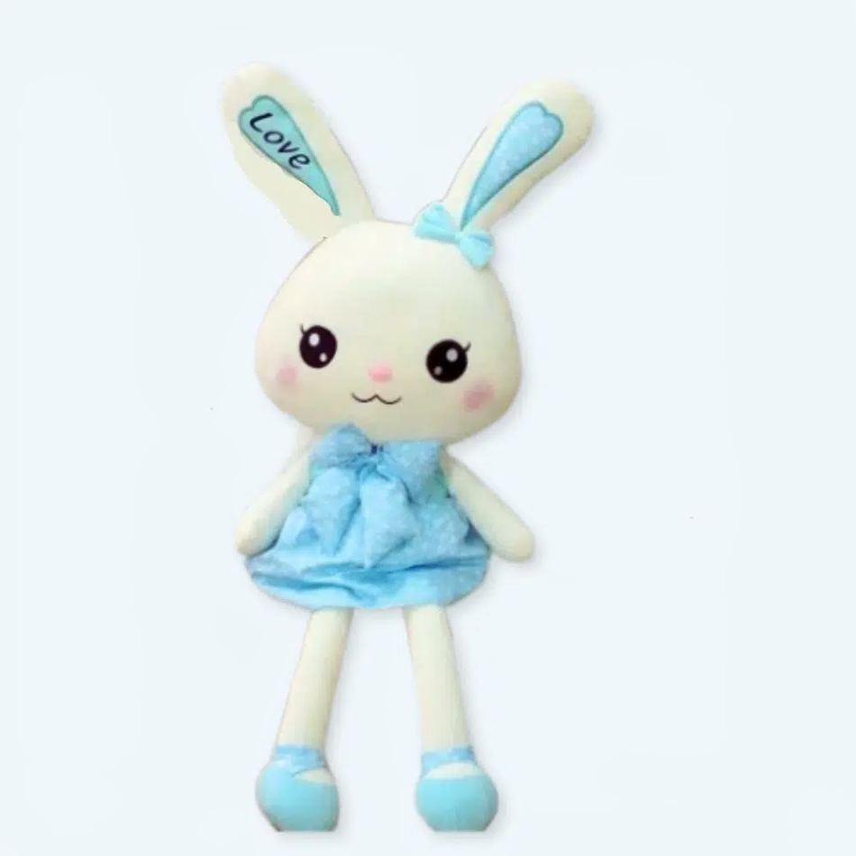 Peluche lapin géant en robe bleue douce - Pour des câlins tout doux!