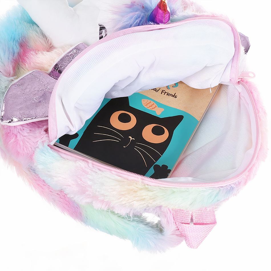 Peluche Licorne Argentée Sac à Dos Magique pour Enfant