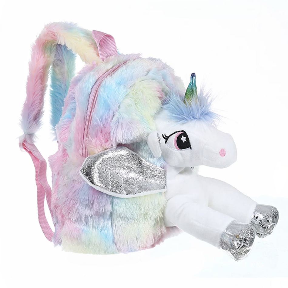 Peluche Licorne Argentée Sac à Dos Magique pour Enfant