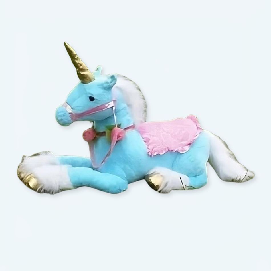 Peluche licorne bleu géante pour des rêves doux et enchantés