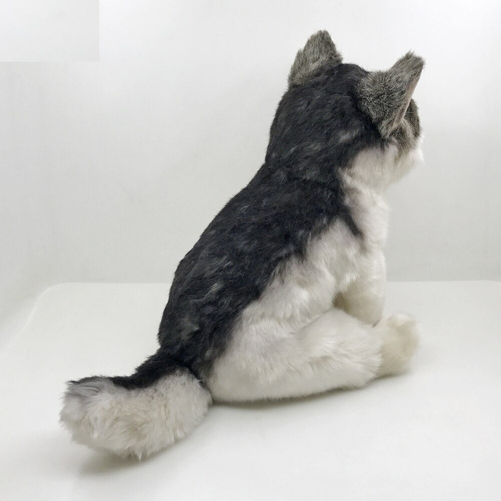 Peluche Loup Assis Gris Doux Hiver Enfant