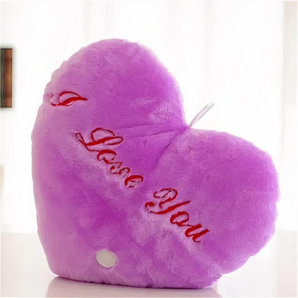 Peluche Oreiller Douce Câlin Violet - Message Romantique