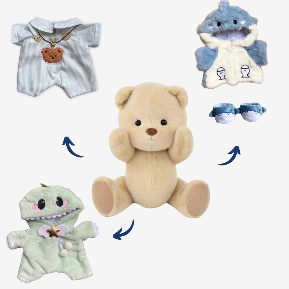 Peluche Ours Articulé Fait Main Blanche et Douce pour Enfant
