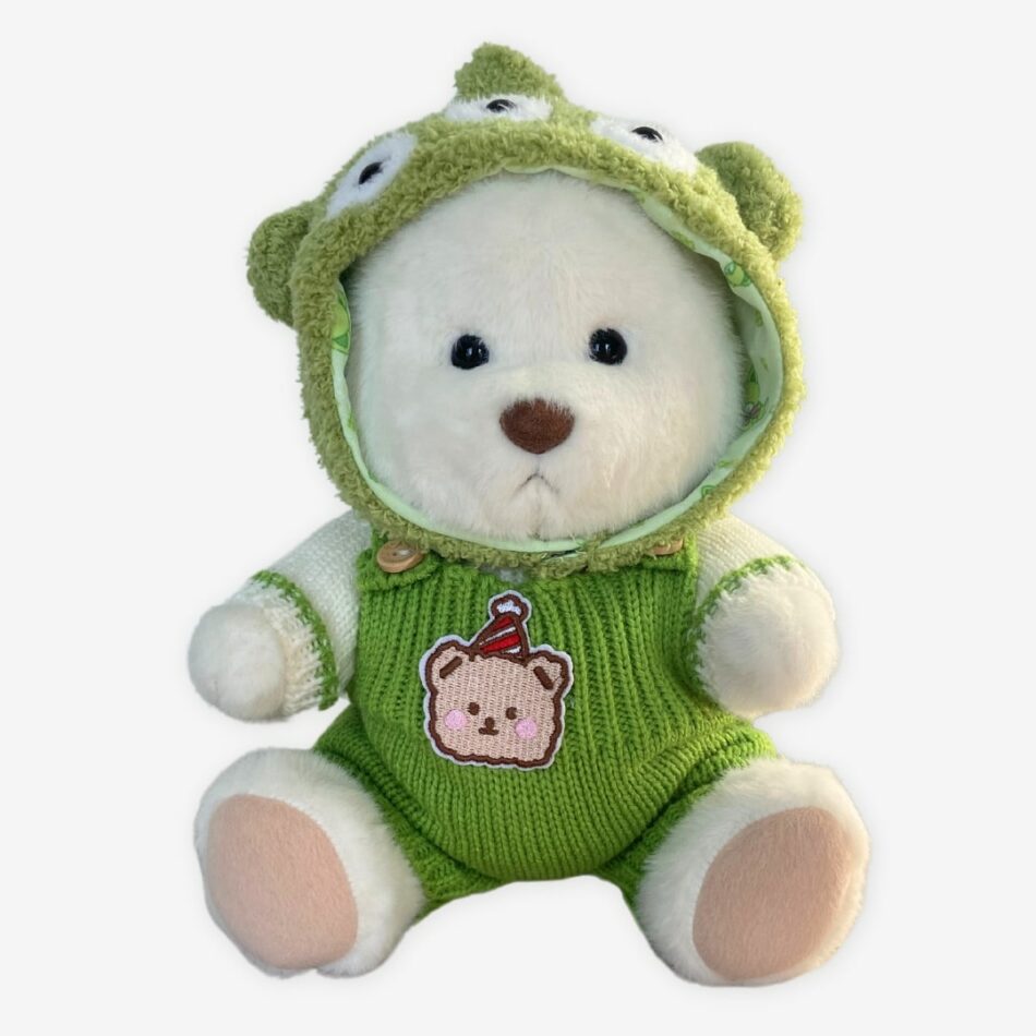 Peluche Ours Articulé Alien Vert Doux Handmade
