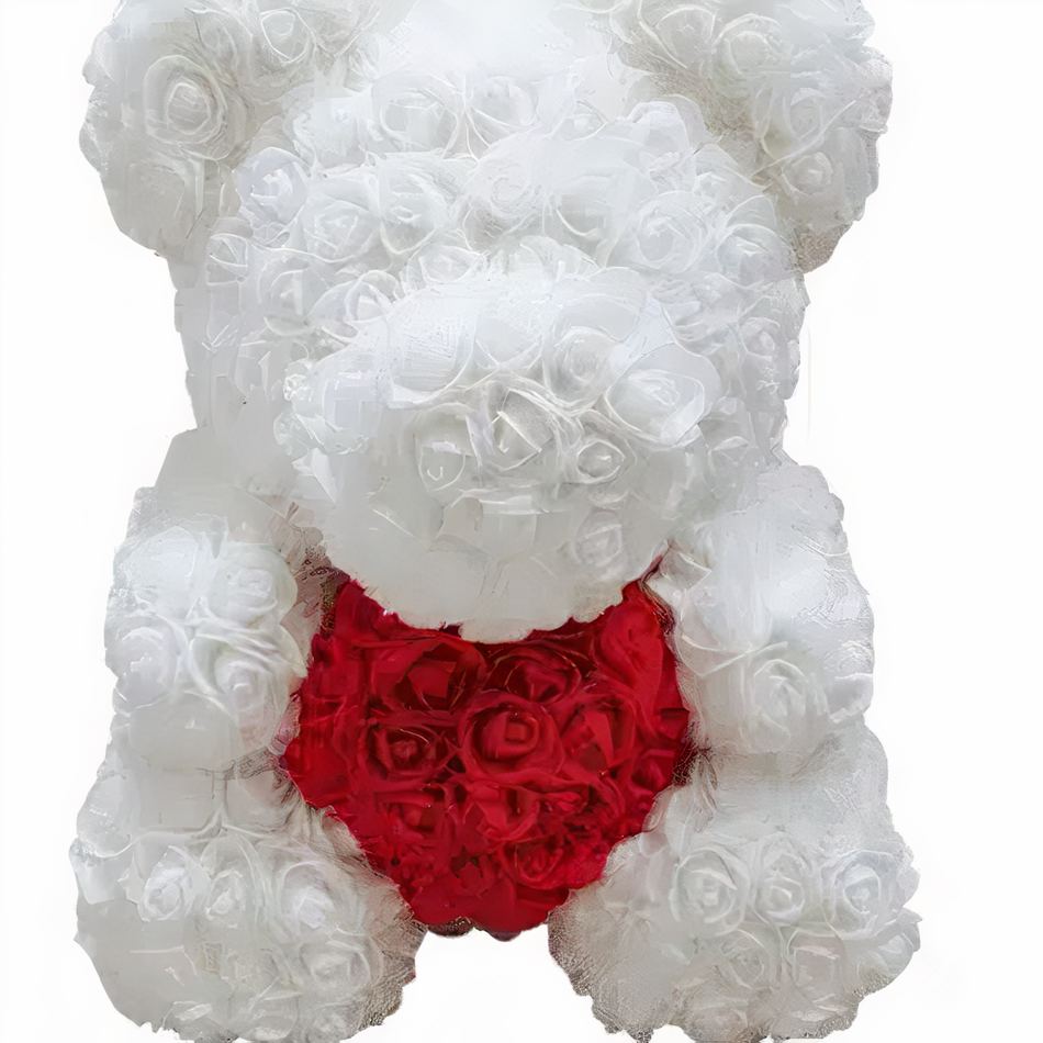 Peluche Ours Rose et Blanc - Douceur Câline pour Chambre d'Enfant