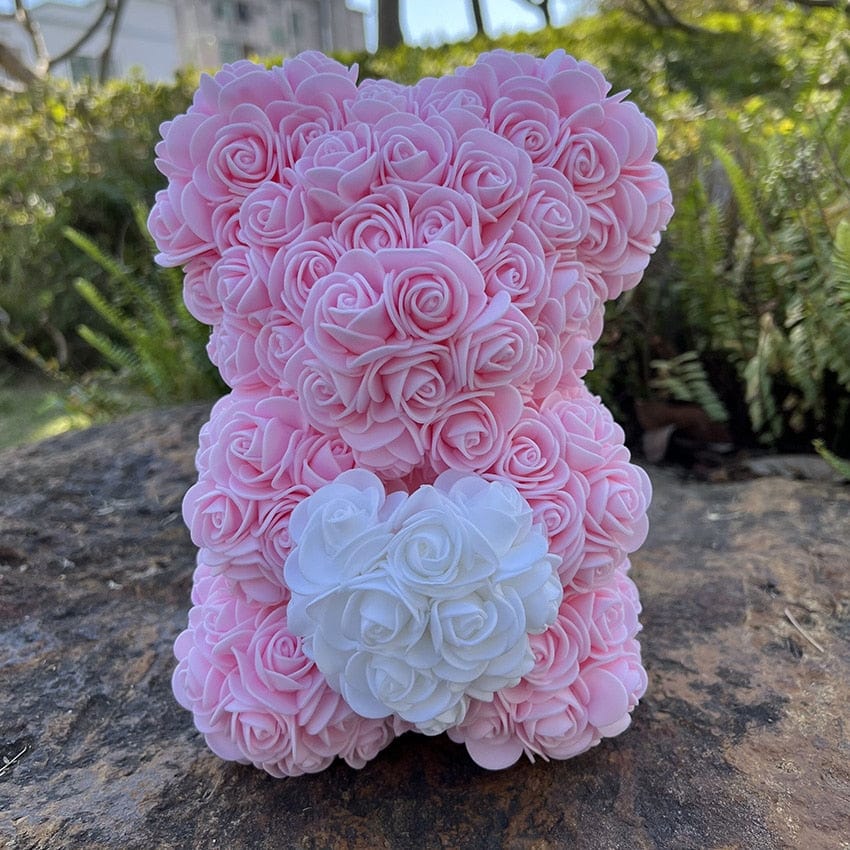 Peluche ourson en rose bicolore pour la Saint-Valentin