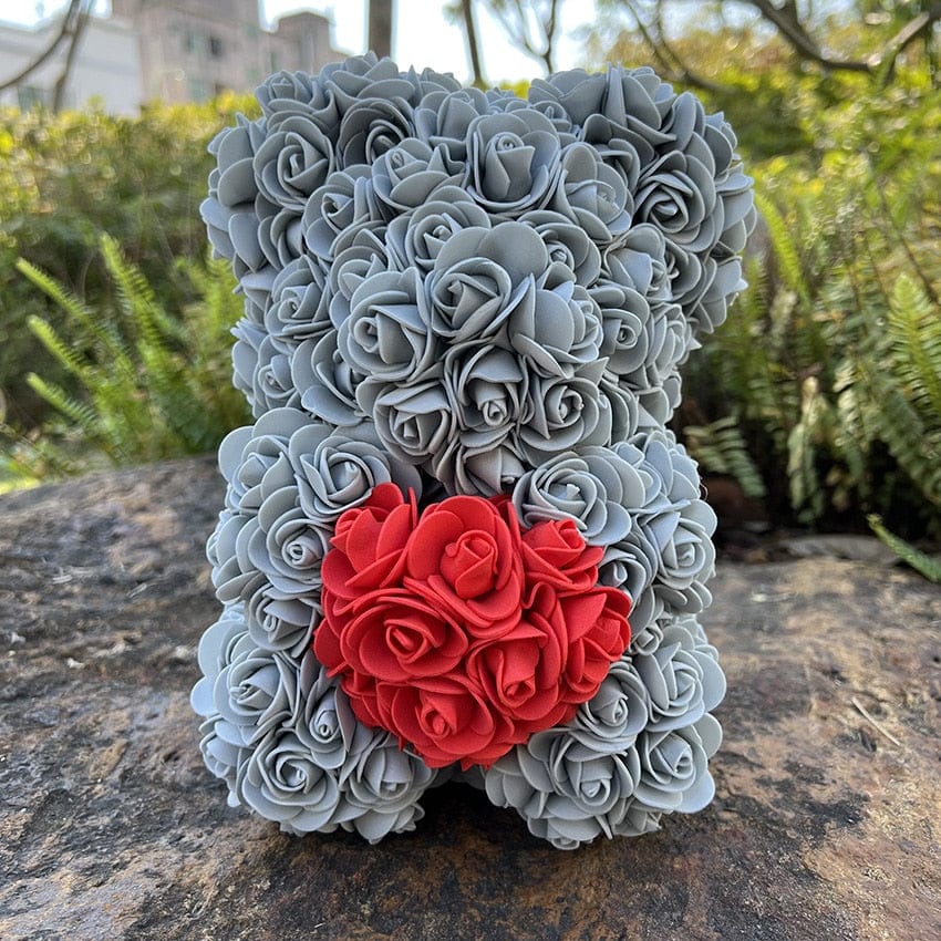 Peluche ourson en rose bicolore pour la Saint-Valentin