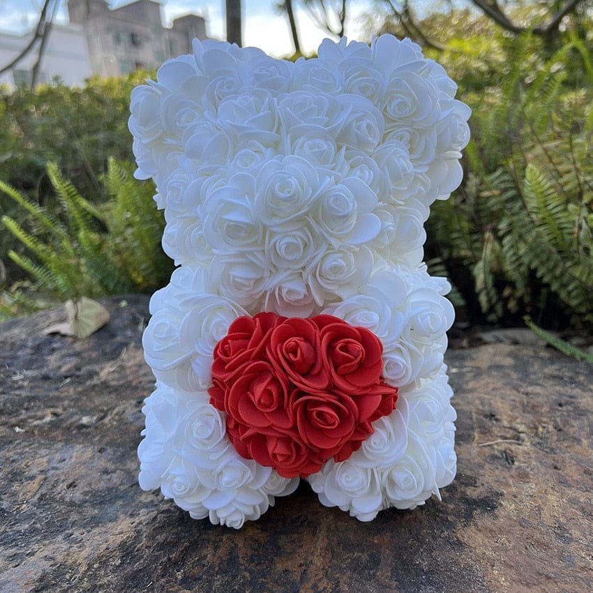 Peluche ourson en rose bicolore pour la Saint-Valentin