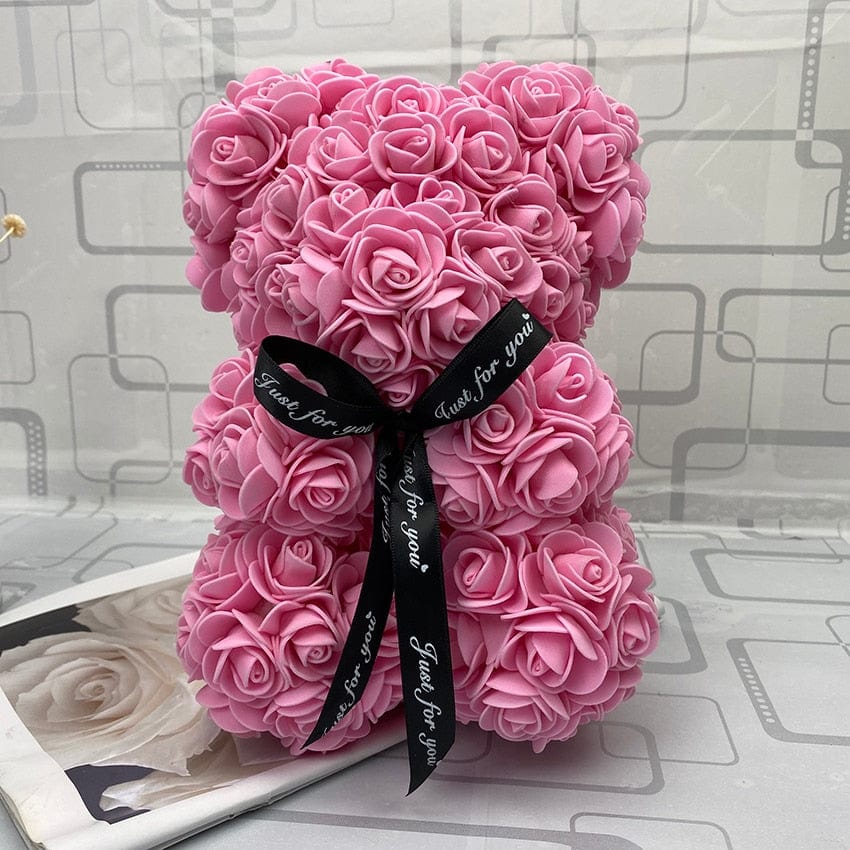 Peluche ourson en rose bicolore pour la Saint-Valentin