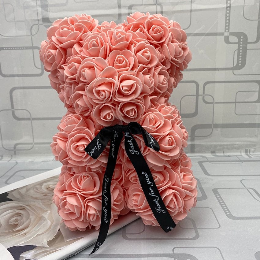 Peluche ourson en rose bicolore pour la Saint-Valentin