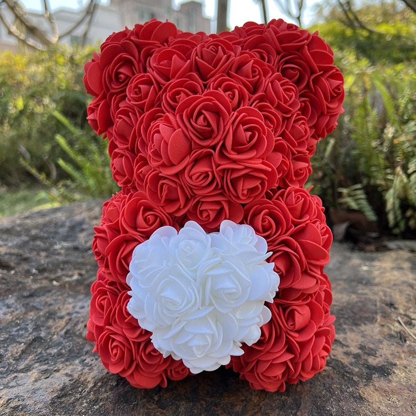 Peluche ourson en rose bicolore pour la Saint-Valentin