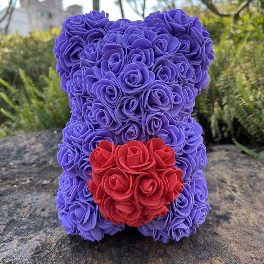 Peluche ourson en rose bicolore pour la Saint-Valentin