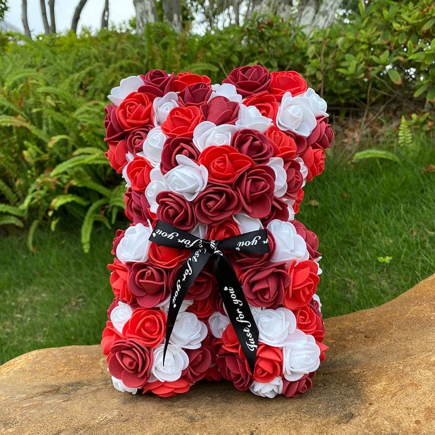 Peluche ourson en rose bicolore pour la Saint-Valentin