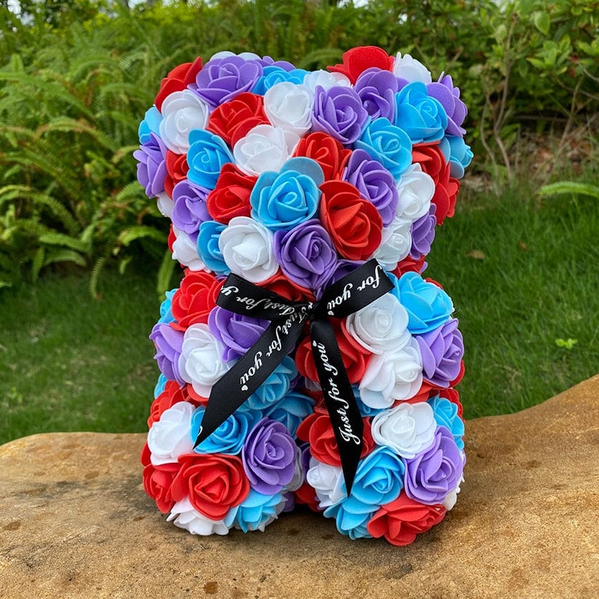 Peluche ourson en rose bicolore pour la Saint-Valentin