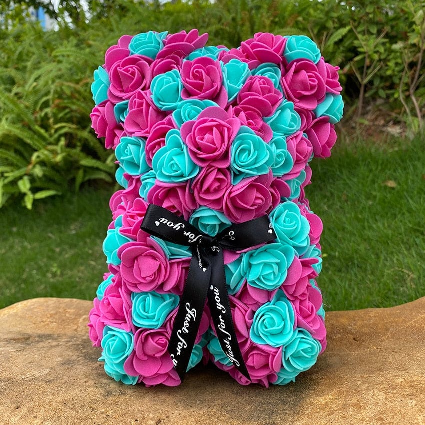 Peluche ourson en rose bicolore pour la Saint-Valentin