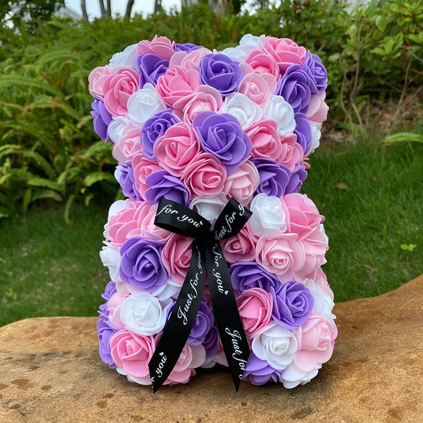 Peluche ourson en rose bicolore pour la Saint-Valentin