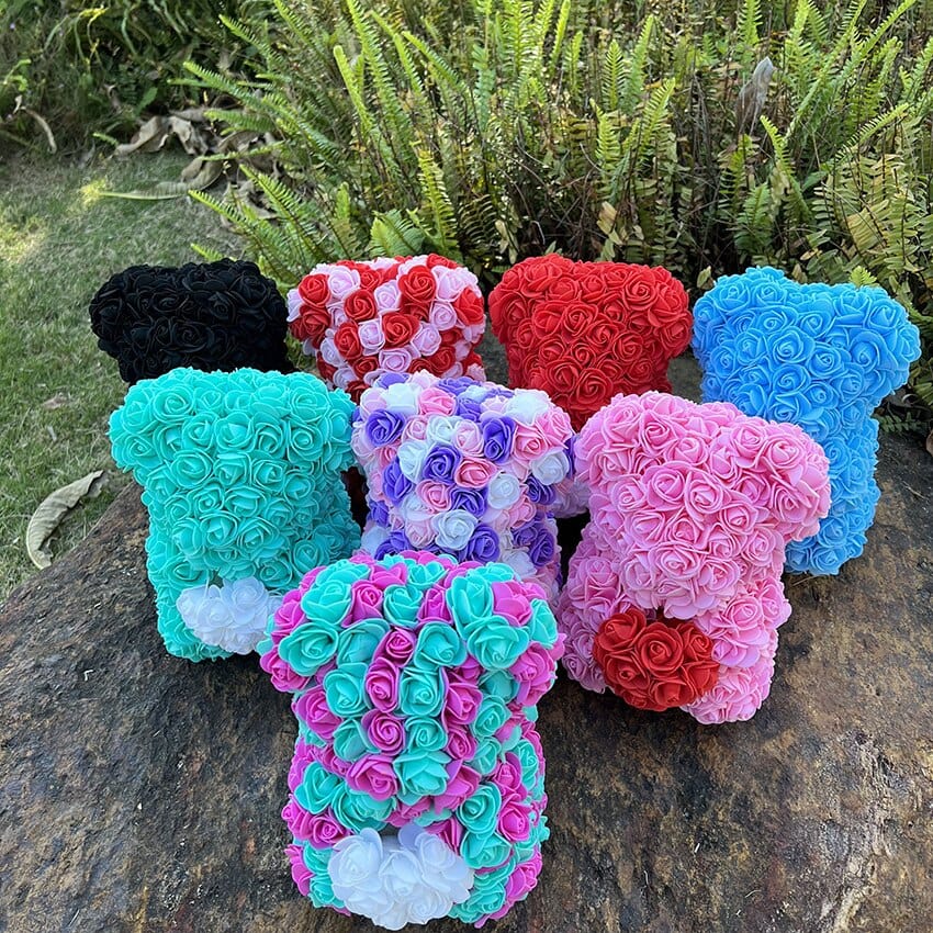 Peluche Ourson Rose Cœur Bicolore Saint-Valentin
