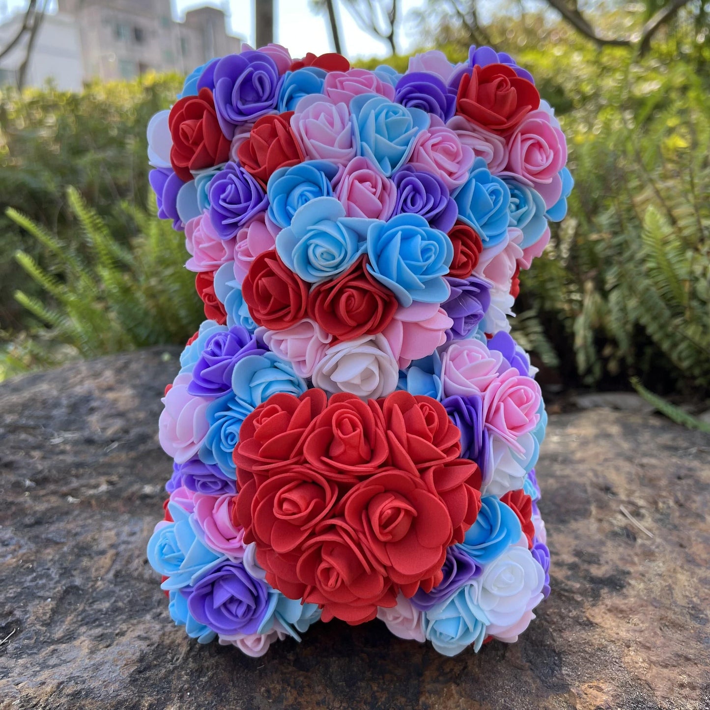 Peluche Ourson Rose Cœur Bicolore Saint-Valentin