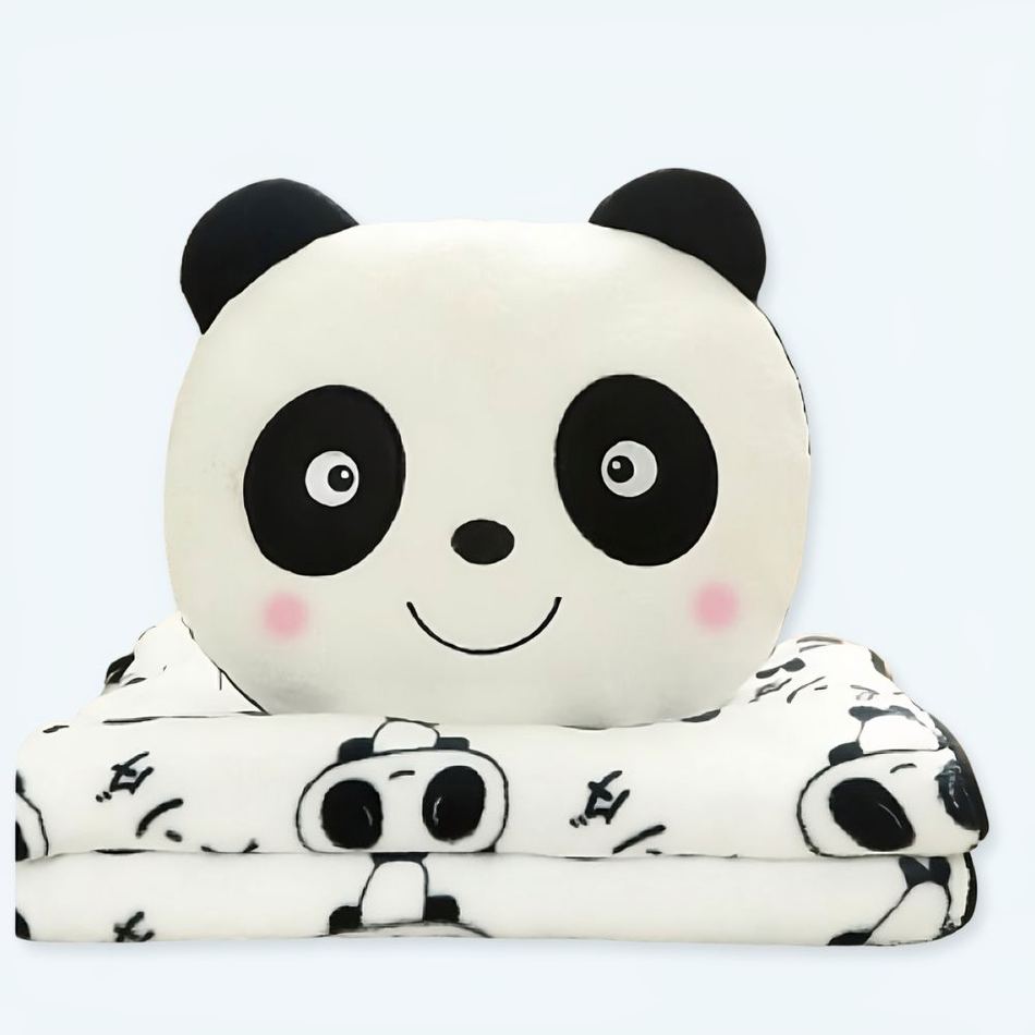 Peluche panda douce et joyeuse avec couverture confort
