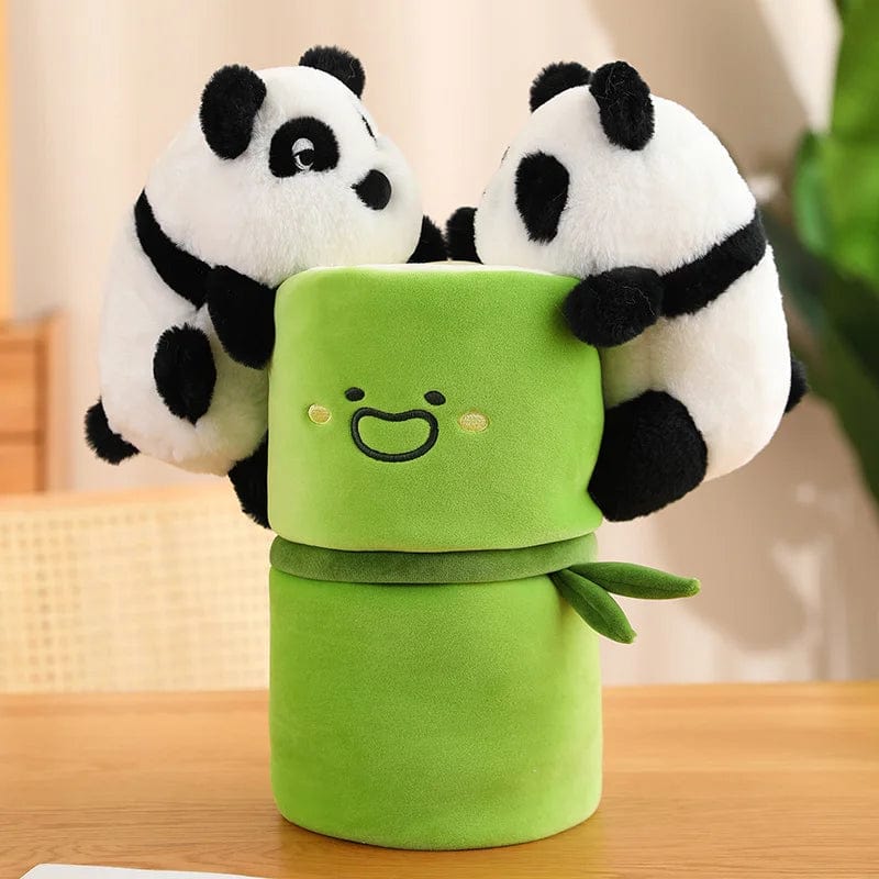 Peluche panda adorable et son bambou