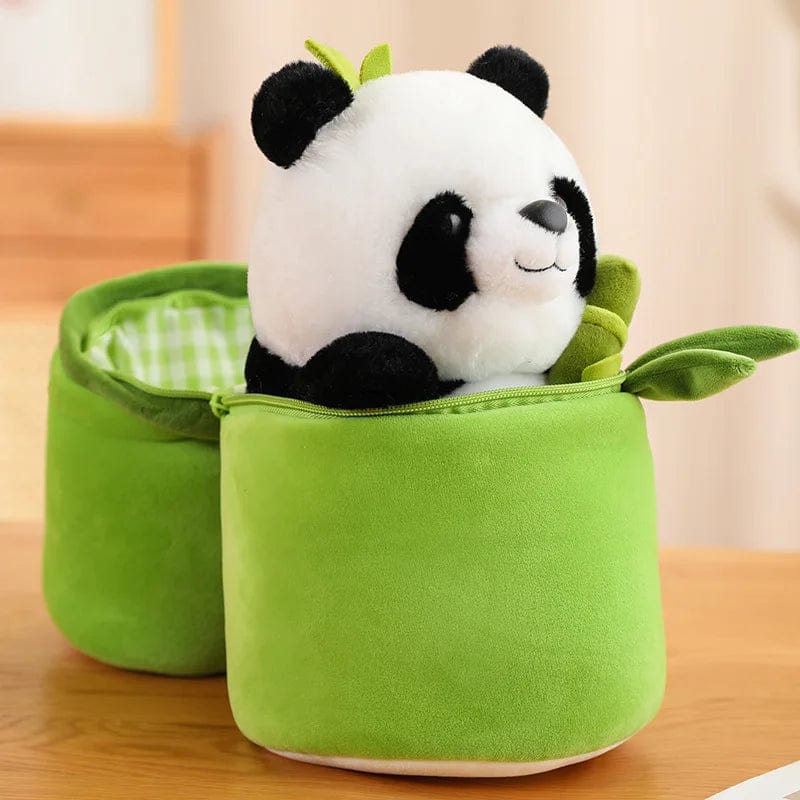Peluche panda adorable et son bambou