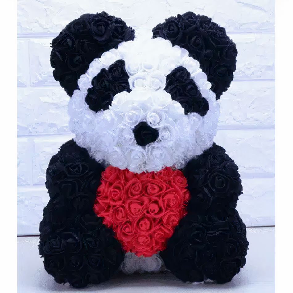 Peluche panda rose rouge doux câlin - Décoration enfant