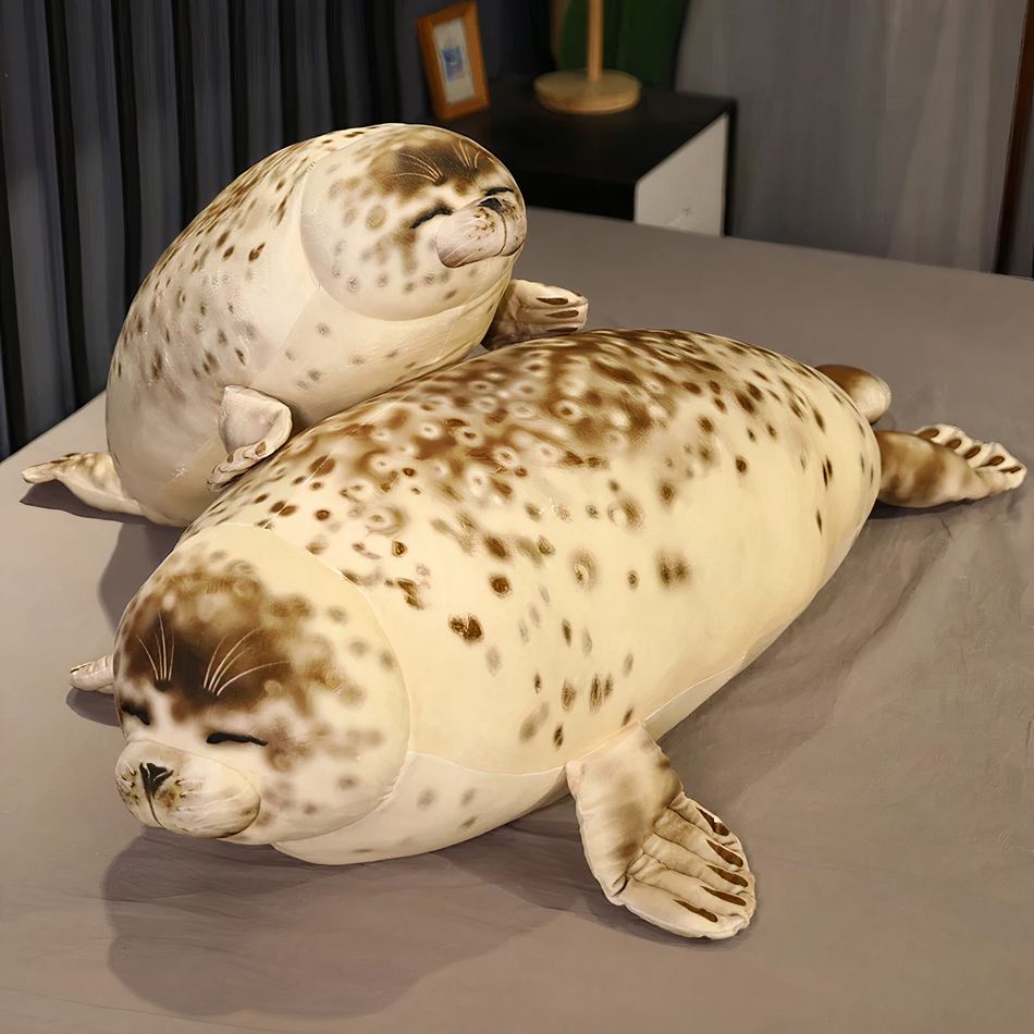 Peluche phoque XXL réaliste et douce - Hiver câlin déco