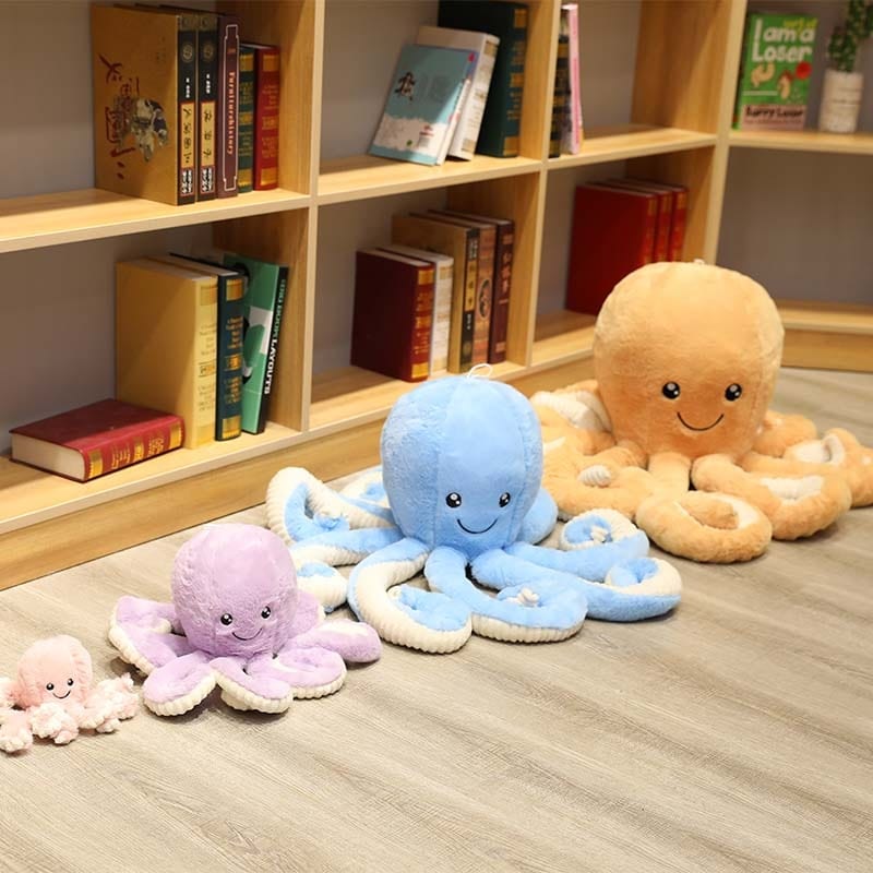 Peluche OctoJoue contente et colorée