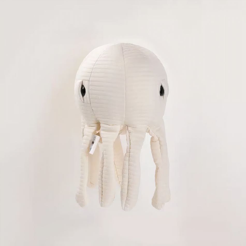 Peluche Pieuvre Écru Douce Câline - Décoration Marine Haut de Gamme