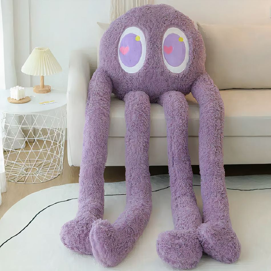 Peluche pieuvre géante violette câline pour enfant
