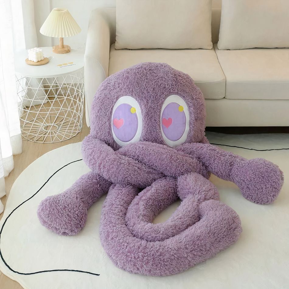 Peluche pieuvre géante violette câline pour enfant
