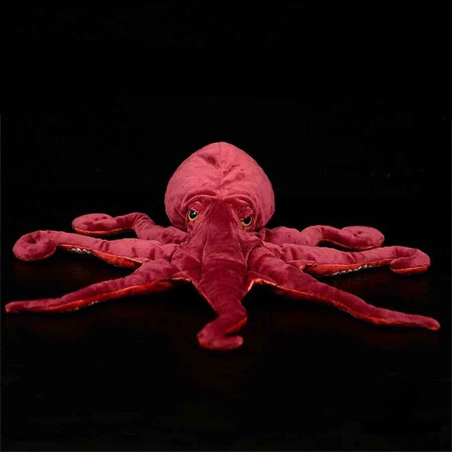 Peluche pieuvre rouge réaliste