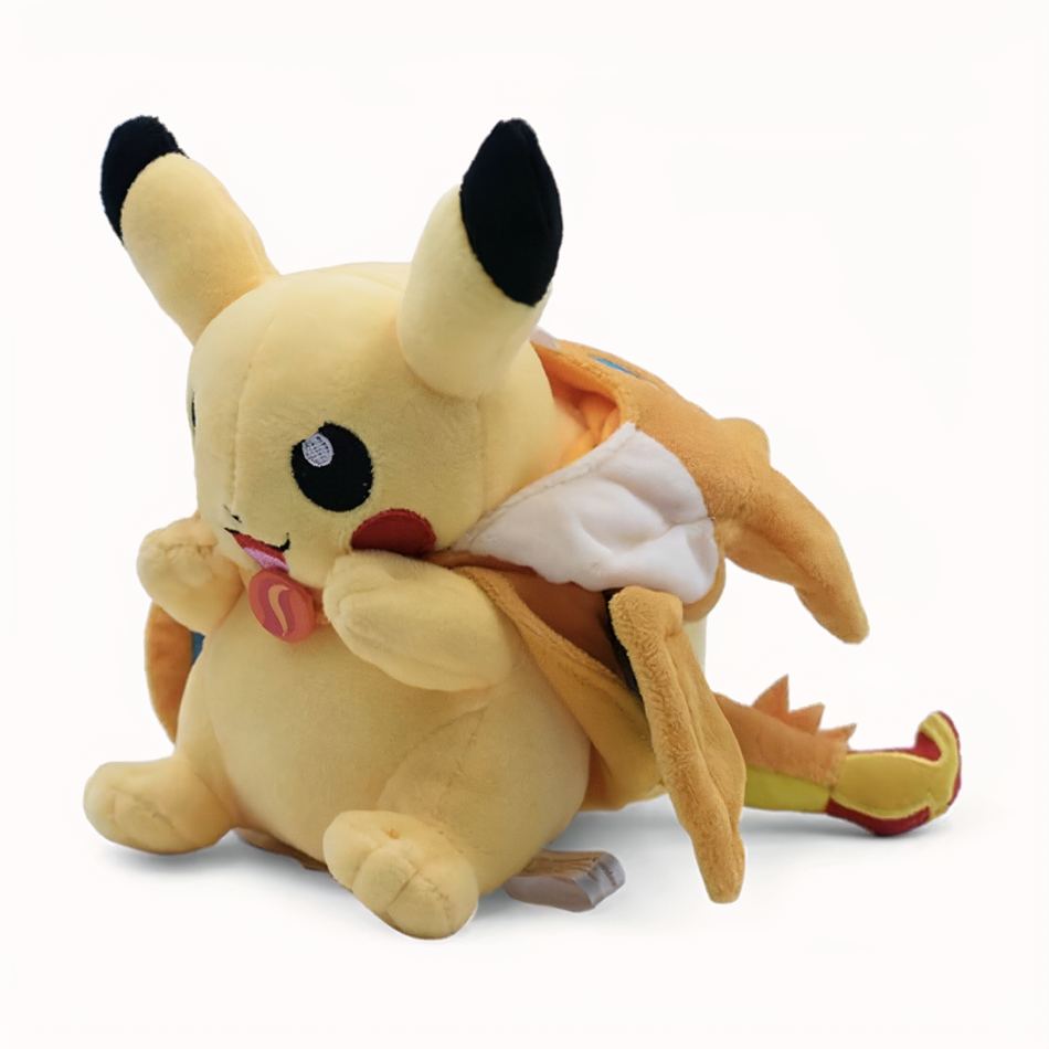 Peluche Pikachu en costume de Dracaufeu pour enfant