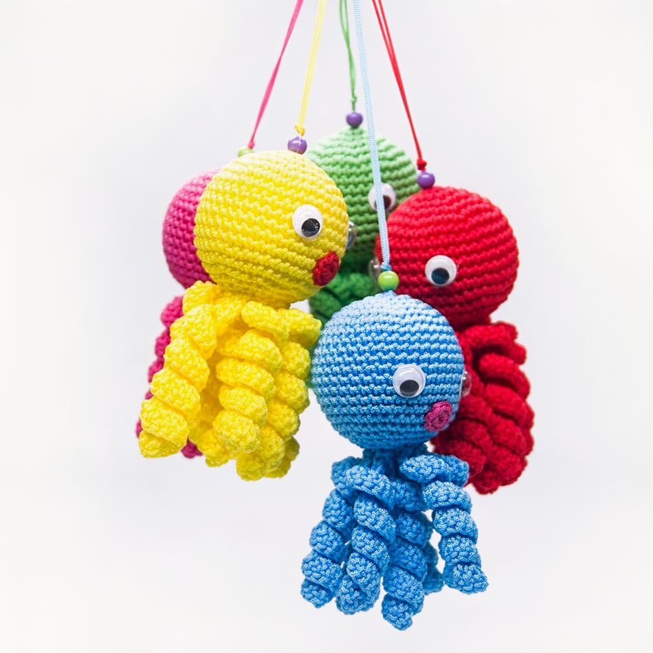 Peluche Poulpe Bleu Enfant Doux Tressé Câlin Océan