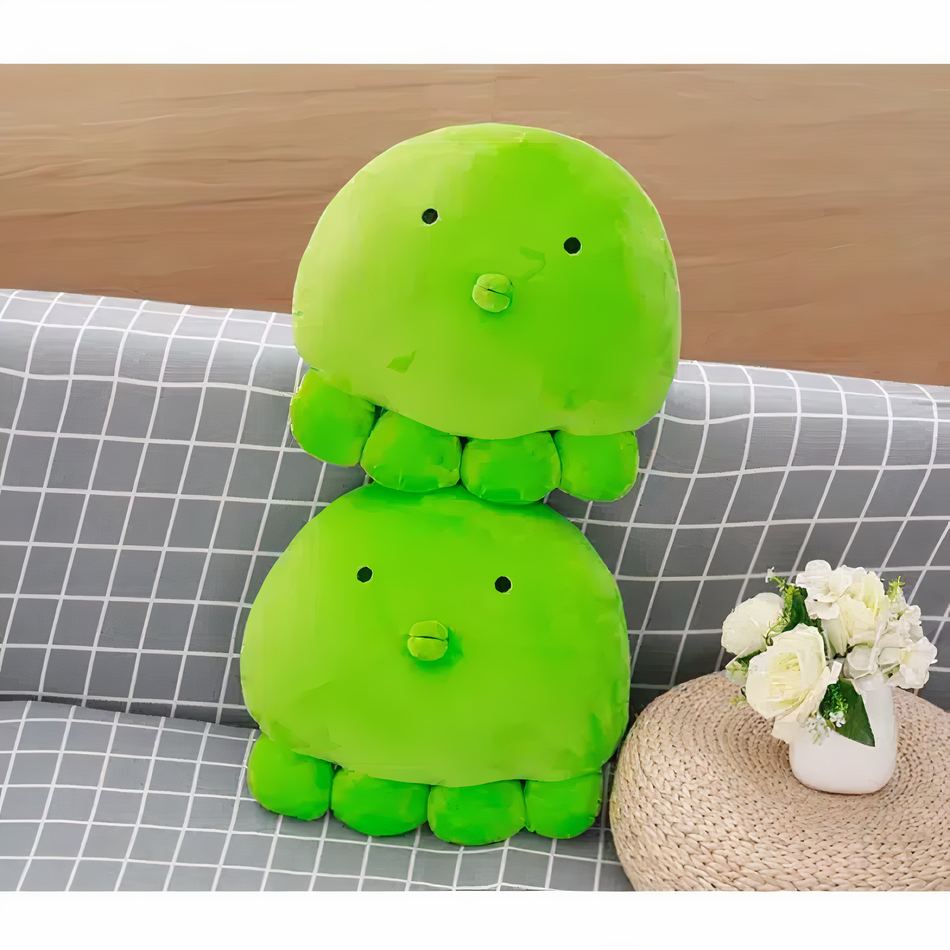 Peluche Poulpe Verte - Oreiller Doux Confort Océan