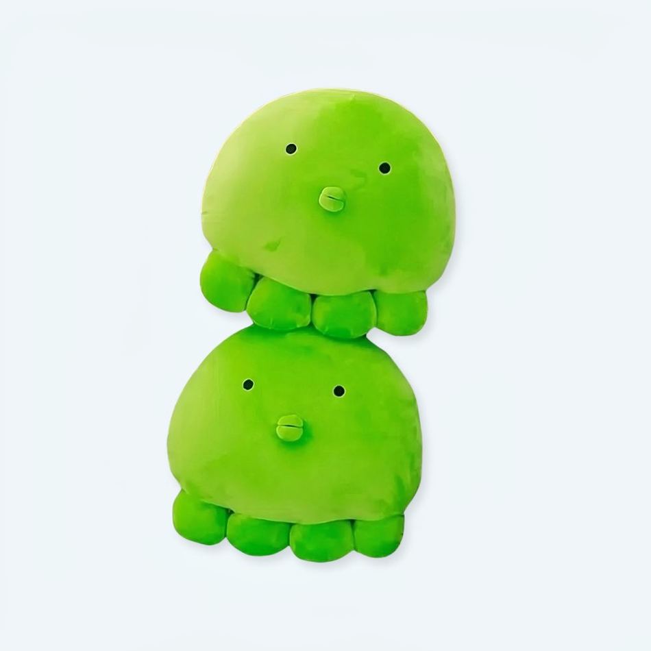 Peluche Poulpe Verte - Oreiller Doux Confort Océan