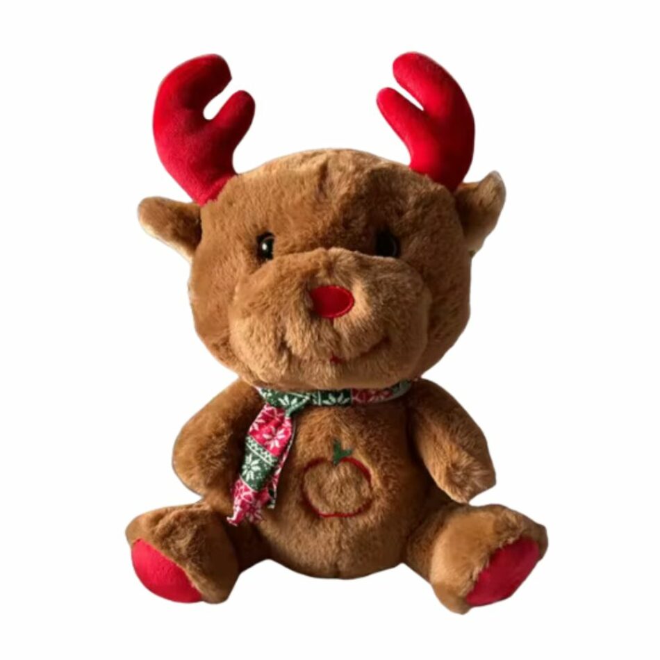 Peluche Renne de Noël Blanc et Marron - Douce, Musicale et Respirante