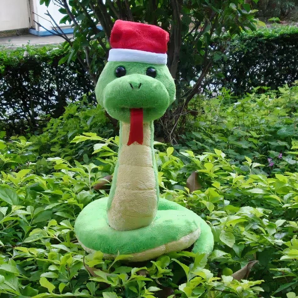 Peluche serpent Noël doux vert pour enfant câlin pendant l'hiver