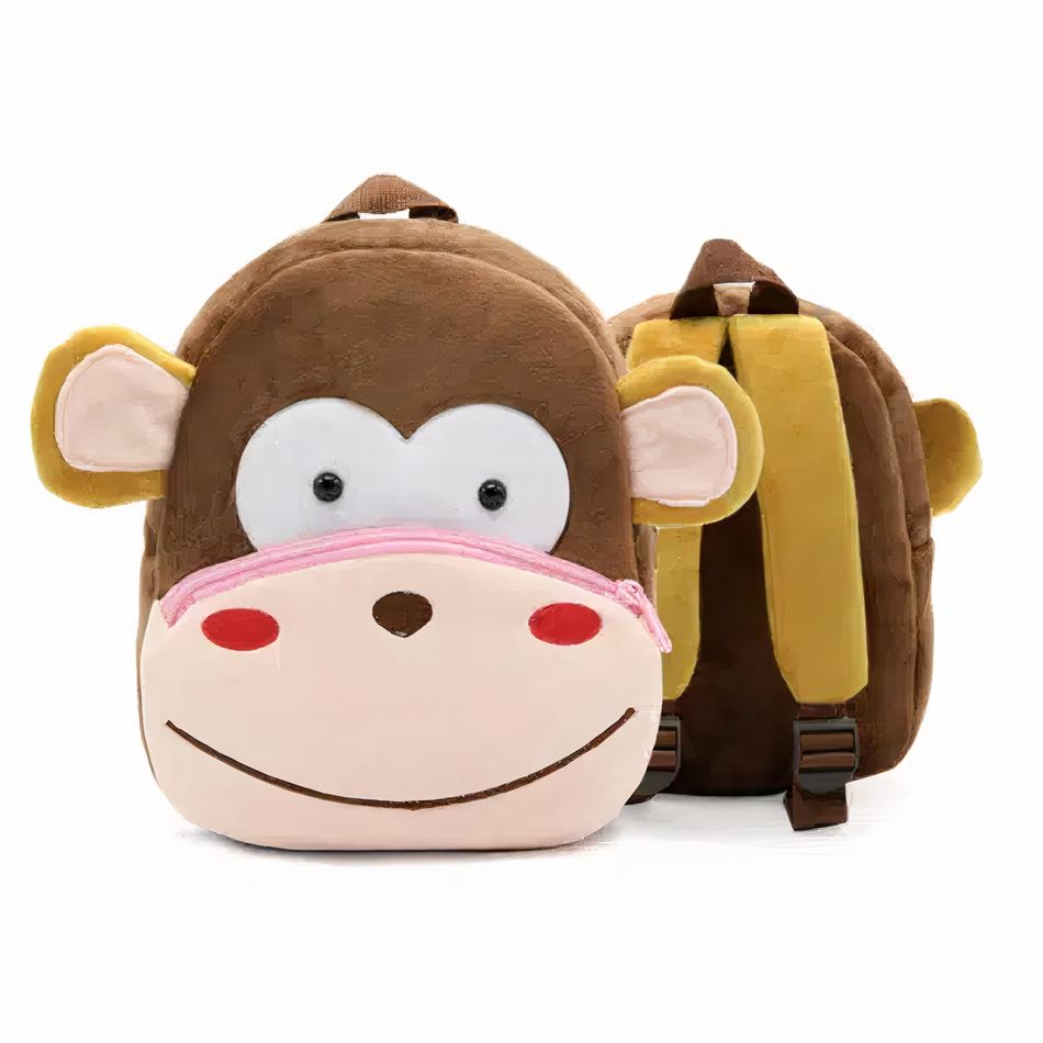 Sac à dos peluche singe pour enfant, doux et ludique