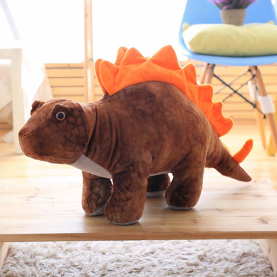 Peluche dino Stégosaure marron tout doux pour enfant