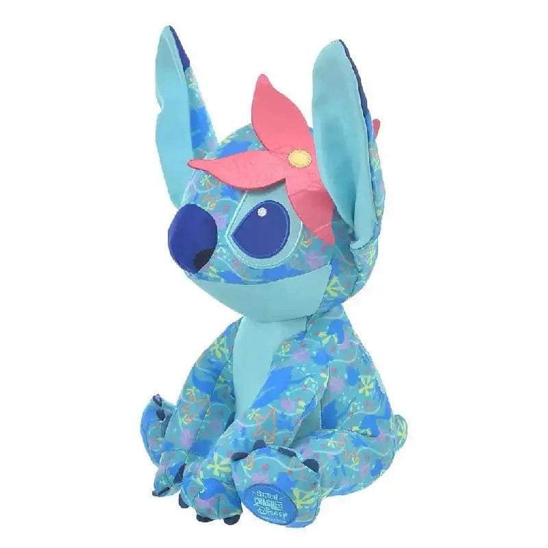 Peluche Stitch bleu clair - Fleur rose