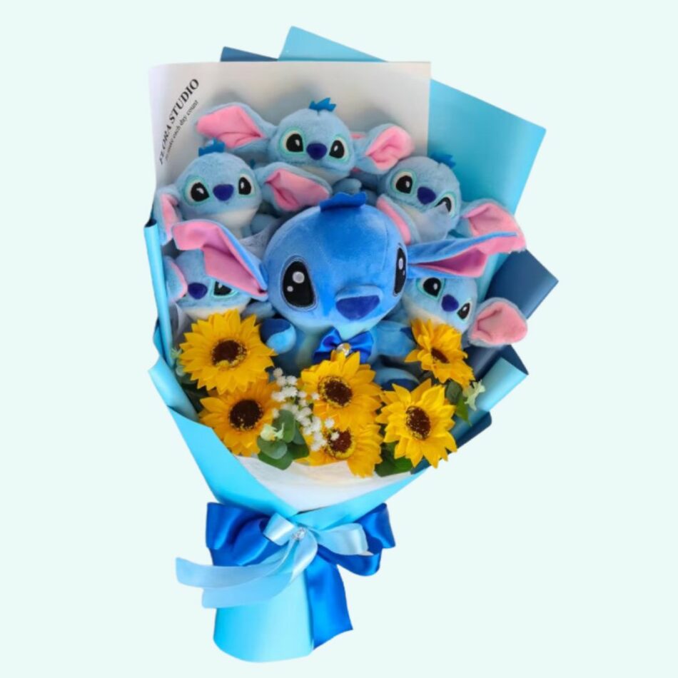 Peluche Stitch Bouquet Floral - Cadeau Original et Doux
