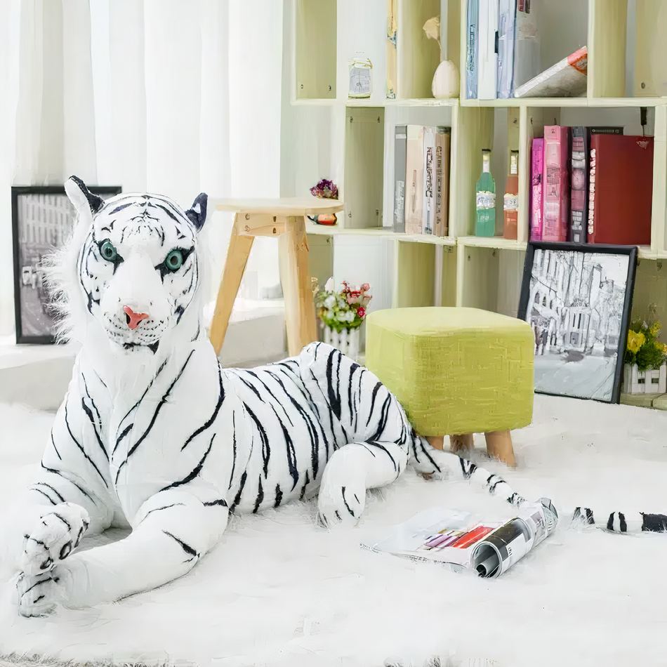 Tigre Blanc Géant en Peluche Douce pour Enfants - Hiver câlin