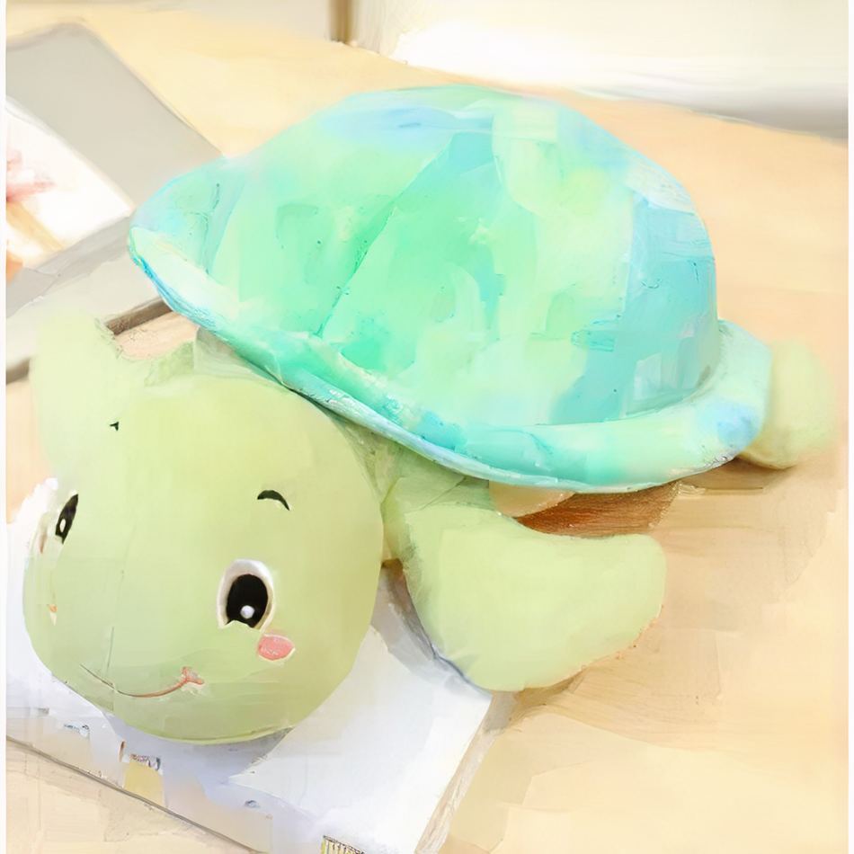 Peluche tortue bleue câline pour enfant du monde marin