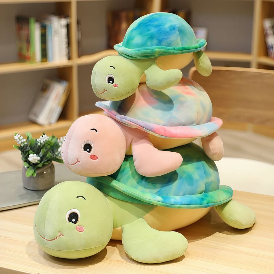 Peluche tortue bleue câline pour enfant du monde marin