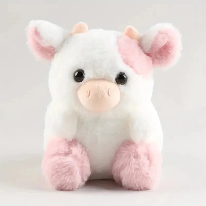Peluche vache adorable rose et blanche